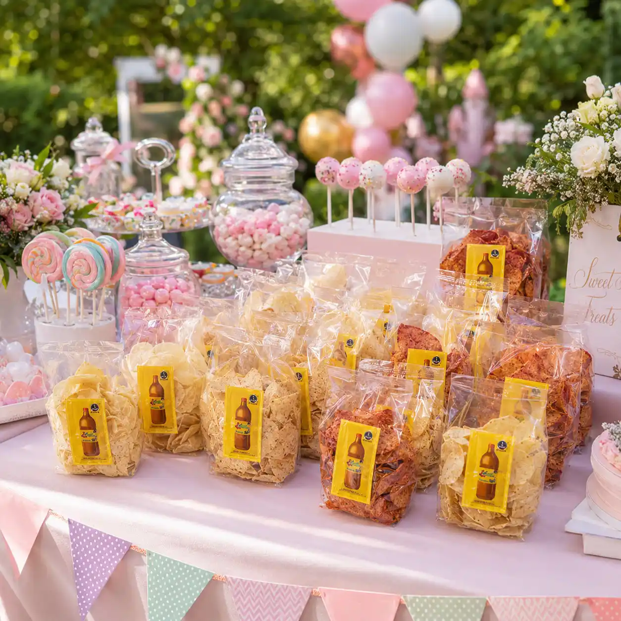 Bolsita de snacks surtidos lista para evento