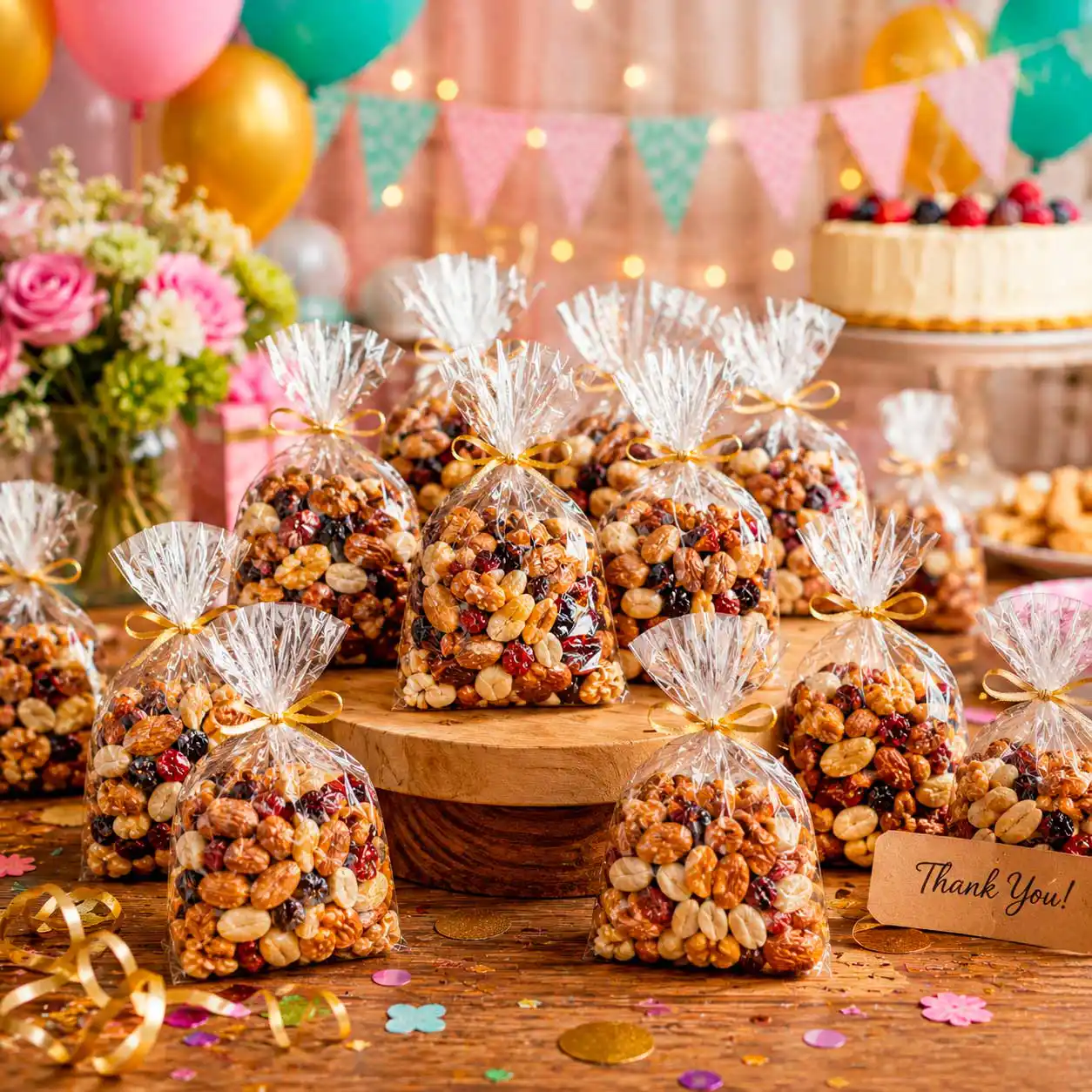 Nueces, almendras, pistaches y cacahuates en bolsita individual