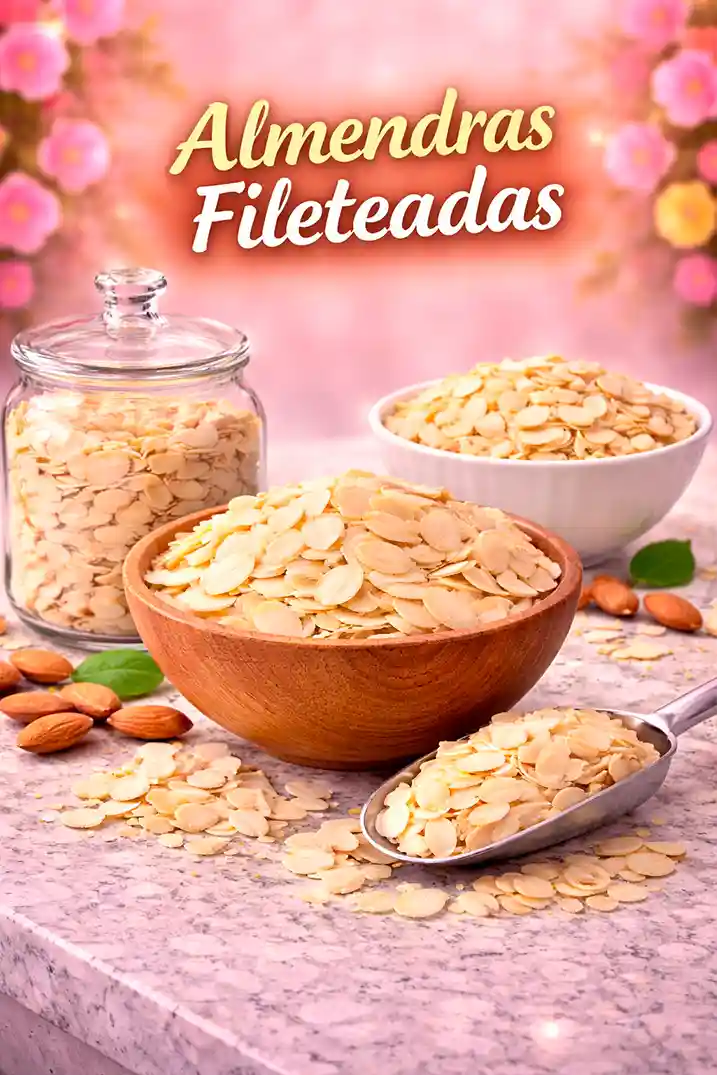 Almendras fileteadas — topping premium mini hotcakes eventos